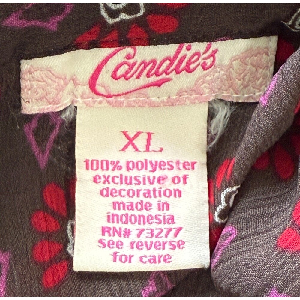 Candie's Women's Boho Paisley Ruffle Peasant Sheer Blouse Festival Hippie Top XL - Picture 5 of 7